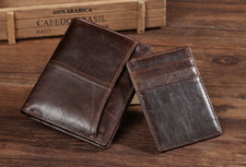 Portafoglio in vera pelle da Uomo Porta Carte di Credito Slim Sottile Fermasoldi