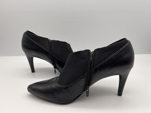 Diana Ferrari Heels Black Leather Zip Closure Stiletto Size US 9 Womens - Picture 9 of 13