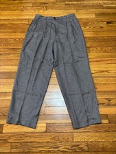 Vintage Orvis Womens Pants Sz 16 Tan Blue Houndstooth Pleated Rayon Pool Trouser