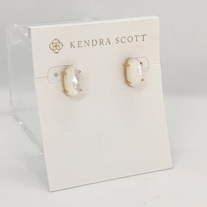 Nuevos Pendientes Kendra Scott Betty Tachuelas Oro Rosa Mate Concha Marfil Foto 2 de 3