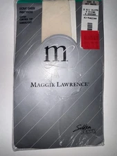 NEW MAGGIE LAWRENCE LYCRA SHEER SATINY CONTROL TOP SZ B OFF WHITE PANTY HOSE
