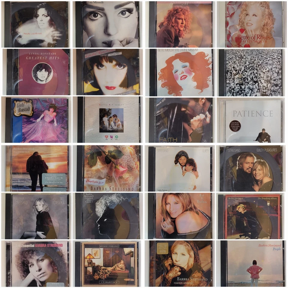 25 CD Lot Barbara Streisand Bette Mid George M Linda Ronstadt Liza M Olivia NJ Foto 2 de 4