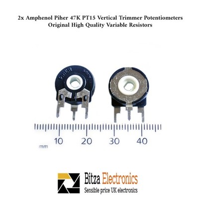 2x Piher PT15 15mm Trimmer Potentiometer vertikal 47KΩ variabler Widerstand PCB
