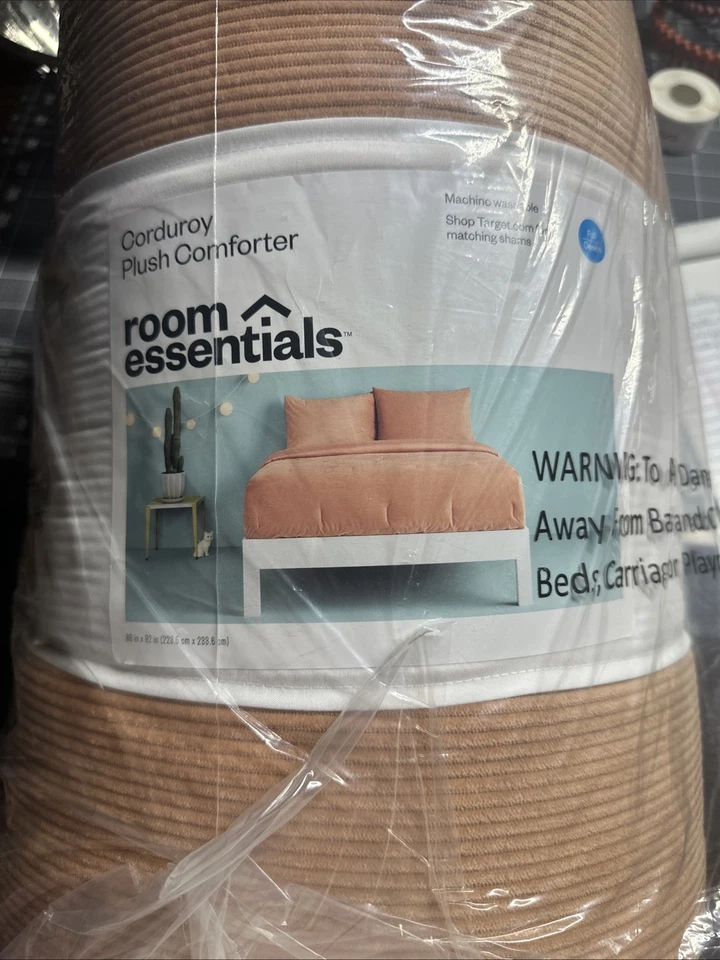 Full/Queen Corduroy Plush Comforter Khaki - Room Essentials - Image 4 of 4