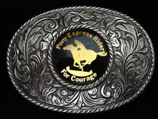 PH11138 VINTAGE 1970s  PONY EXPRESS RIDERS FOR COURAGE  OLD WEST BELT BUCKLE