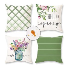 ONWAY Spring Pillow Covers 20x20 Set of 4 Floral Waterproof Farmhouse Decorat...