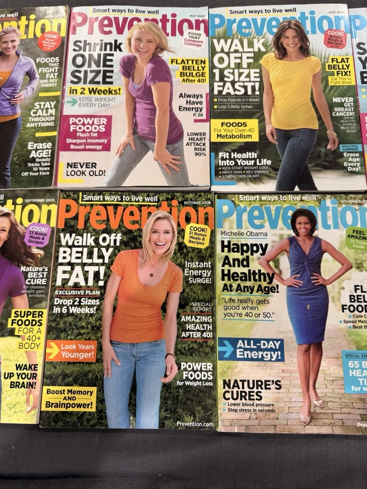 Lot Of 9 Prevention Magazines 2009 Recipes Health Weight Loss Exercise LN Foto 3 de 4