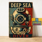 Deep Sea Diver Vintage Metal Poster Tin Sign Retro Diving Helmet Decor 20x30cm