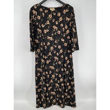 Talbots Floral Dress Womens 12 Black Vintage Dark Romantic Cottagecore 90s