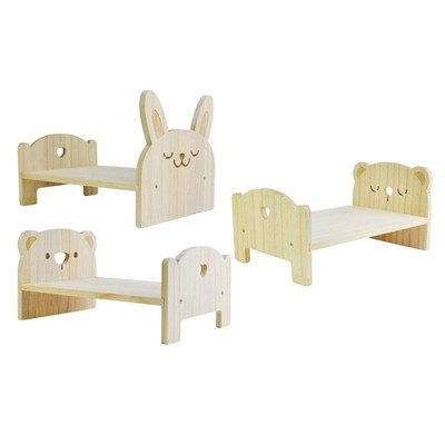 Mini Puppenhaus Möbel Maßstab 1:6 Holzbett für Puppen Spielzeug Lebensszene