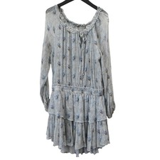 LoveShackFancy Blue Floral Long Sleeve Mini Dress Size L