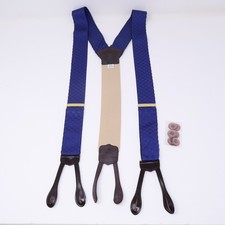 Torino Suspenders Braces Silk Blue Woven Adjustable Y Back Made in USA
