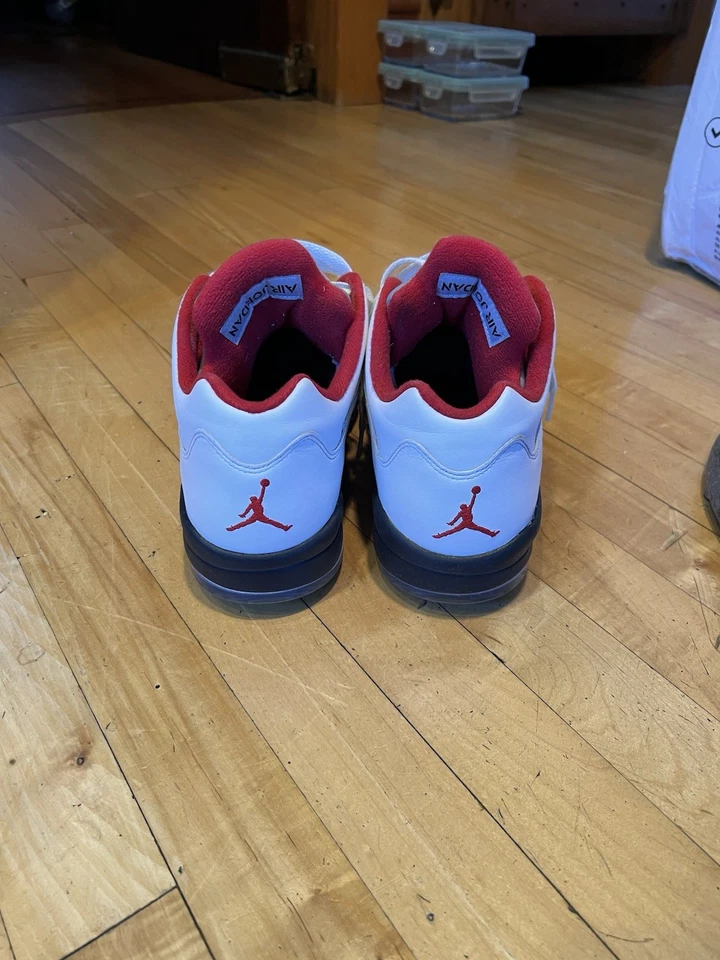 Talla 10.5 - Air Jordan 5 Golf Bajo Blanco Rojo Fuego Foto 2 de 4