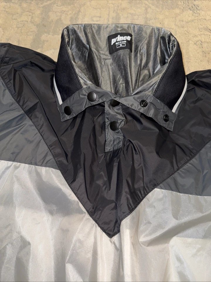 Винтажный принц мужской ветровка куртка размер маленький трек теннис белый черный - Изображение 3 из 4
