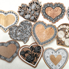 Large Heart Stickers Valentine's Scrapbook Junk Journal Collage