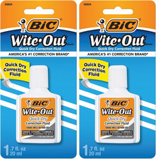 BIC Wite-Out Quick Dry Correction Fluid, 20mL, 1 Count Pack of 1 , White