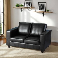Seconique Tempo Two Seater Sofa - Black Faux Leather