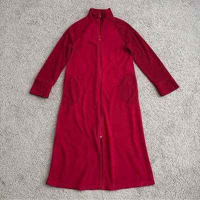 High Sierra Red Full-Zip Long Sleeve Fleece Night Gown Womens S