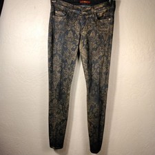 7 For All Mankind Jeans Womens 27 Blue Denim Damask Floral Print Skinny Stretch
