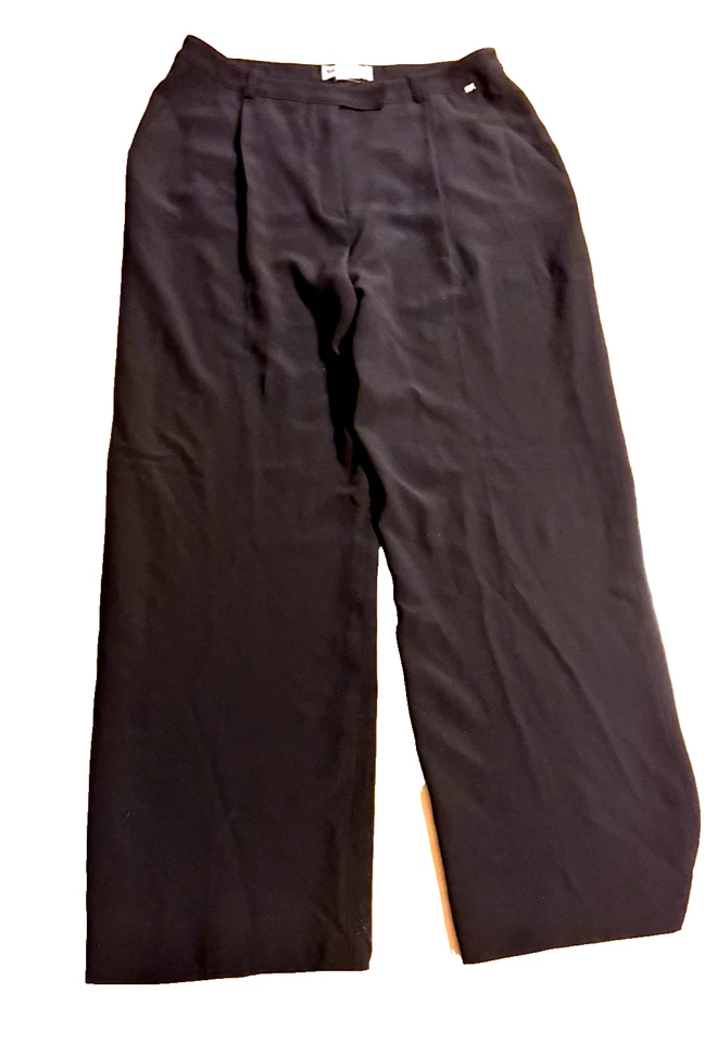 Pantalones de vestir plisados Sonia Rykiel para mujer negros piernas rectas anchas talla 48 Francia Foto 3 de 4