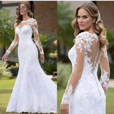 Illusion Back With Buttons America Boho Mermaid Wedding Dresses Lace Embroidery