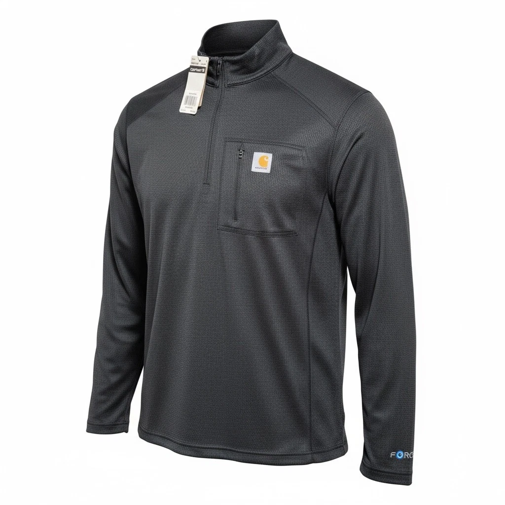 Carhartt Force Midweight Synthetic-Wool Base Layer Quarter Zip Shirt Top UM0121