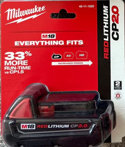 New REAL GENUINE In Package Milwaukee 48-11-1820 CP2.0 M18 Battery 18 Volt 2.0