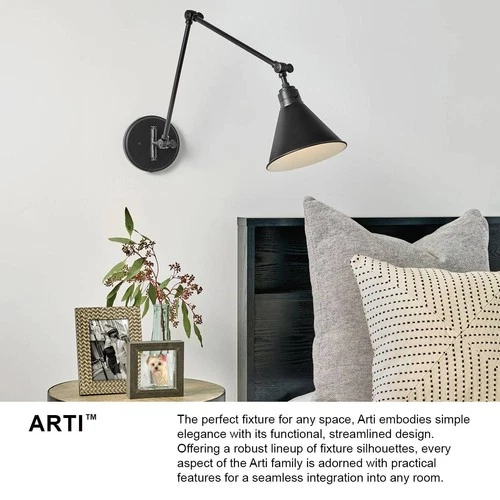 Hinkley Sconce Arti Medium Swing Arm Single Light Sconce 7" Black - Picture 8 of 10