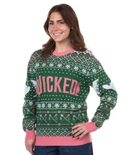 Wicked Adult Glinda and Elphaba Knit Ugly Sweater for Christmas