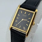 VTG Seiko Quartz Watch 1N00-5B50 Women Gold Tone Rectangle Leather New Battery