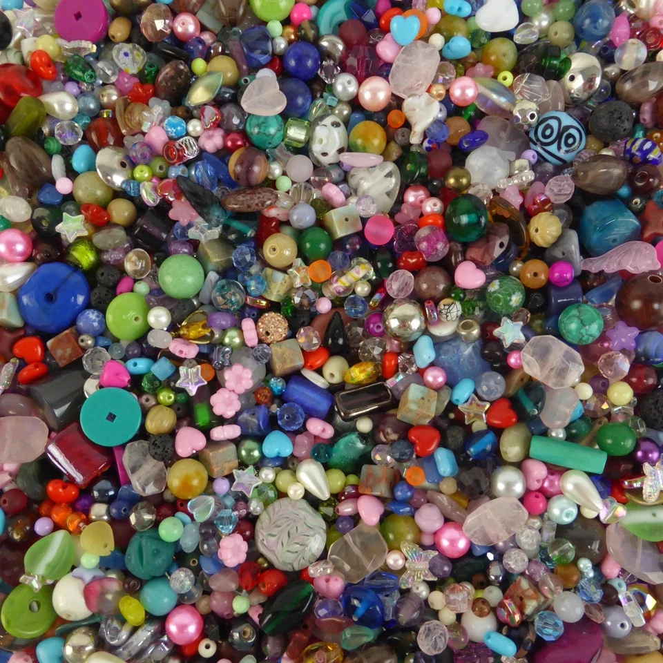 500g Mix Reclaimed Beads Various Sizes Colours Materials Jewellery Making Craft - Image 4 of 4