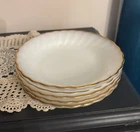 Set Of 5 Vintage Fire King ~ White Swirl ~ 7.5" Soup/Salad Bowls ~ Gold Rim