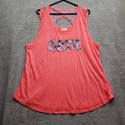 Bobbie Brooks Plus Size Neon Orange Love Tank Top Womens 2X
