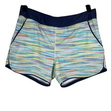 Lands' End Womens Multicolor Striped Quick Dry Lined Swim Board Shorts Size 16P