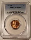 1947 D Lincoln Wheat Cent MS65 RED PCGS