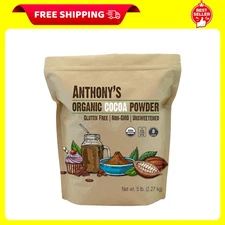 Organic Raw Non-Alkalized Cocoa/Cacao Powder Anthony's Gluten Free Vegan 5 lb