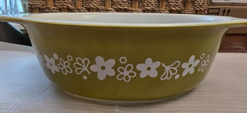 Vintage Pyrex 043 Oval Casserole Dish 1.5 Qt Spring Blossom/Crazy Daisy No Lid