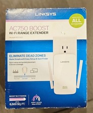 Linksys AC750 Boost Dual-Band Wi-Fi Gigabit Range Extender Model RE6300