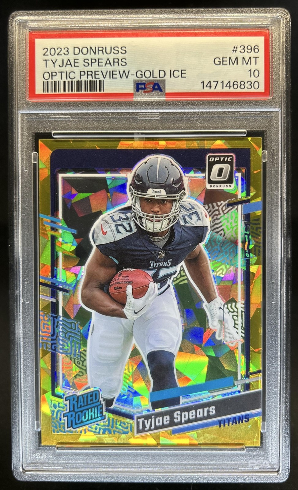 Tyjae Spears Panini Donruss #396 Preview Gold Ice Optic