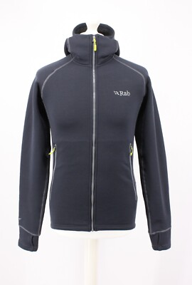 RAB POWER STRETCH PRO JACKE HERREN HOODIE FLEECE UK M BELUGA GRAU UVP £140 AD