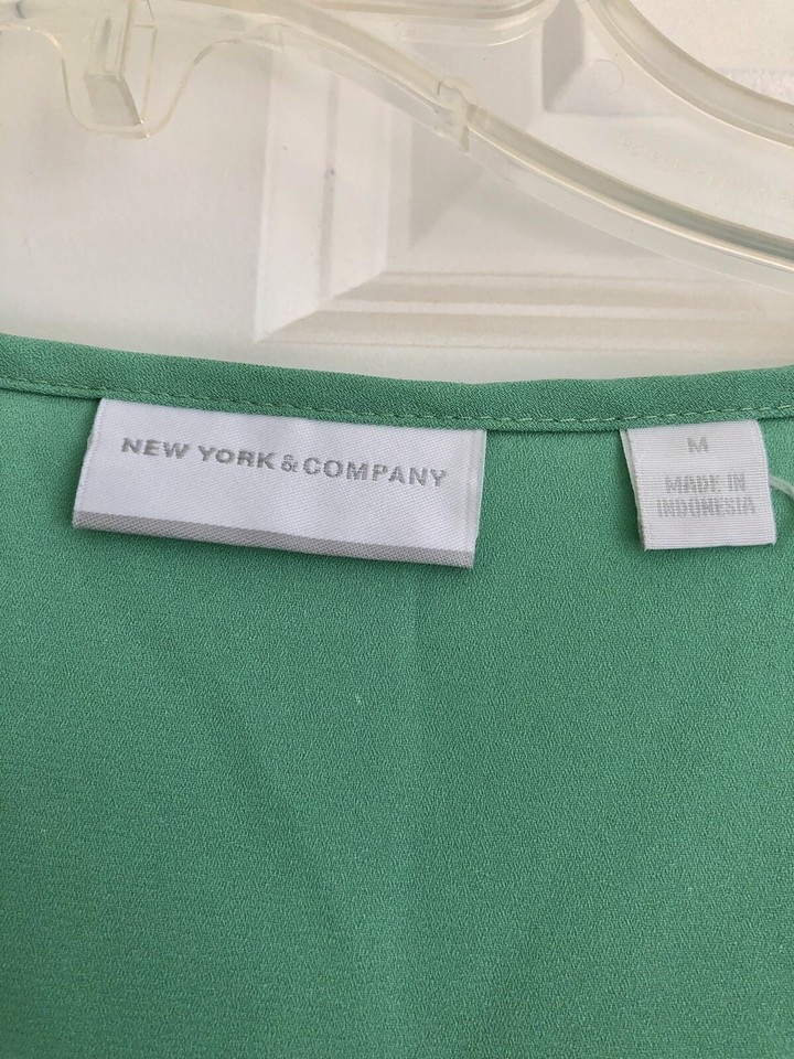 NEW YORK & COMPANY WOMEN'S BLOUSE SIZE M GREEN, V NECK, 3/4 SLEEVES 1 eBay