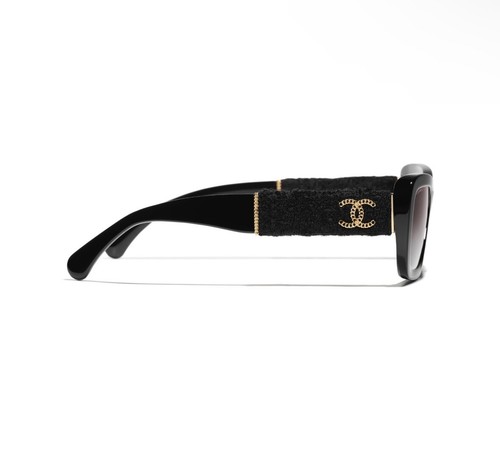 CHANEL 5435 Women's Rectangle Sunglasses - Black/Gold (5435 C622/S6) - Picture 3 of 5