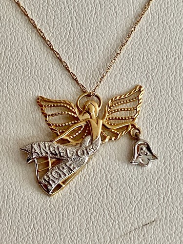 LOOk------ORO AMARILLO/BLANCO SÓLIDO 10K - ÁNGEL DE LA ESPERANZA - COLLAR, VER JOYAS DE ORO - Imagen 2 de 4
