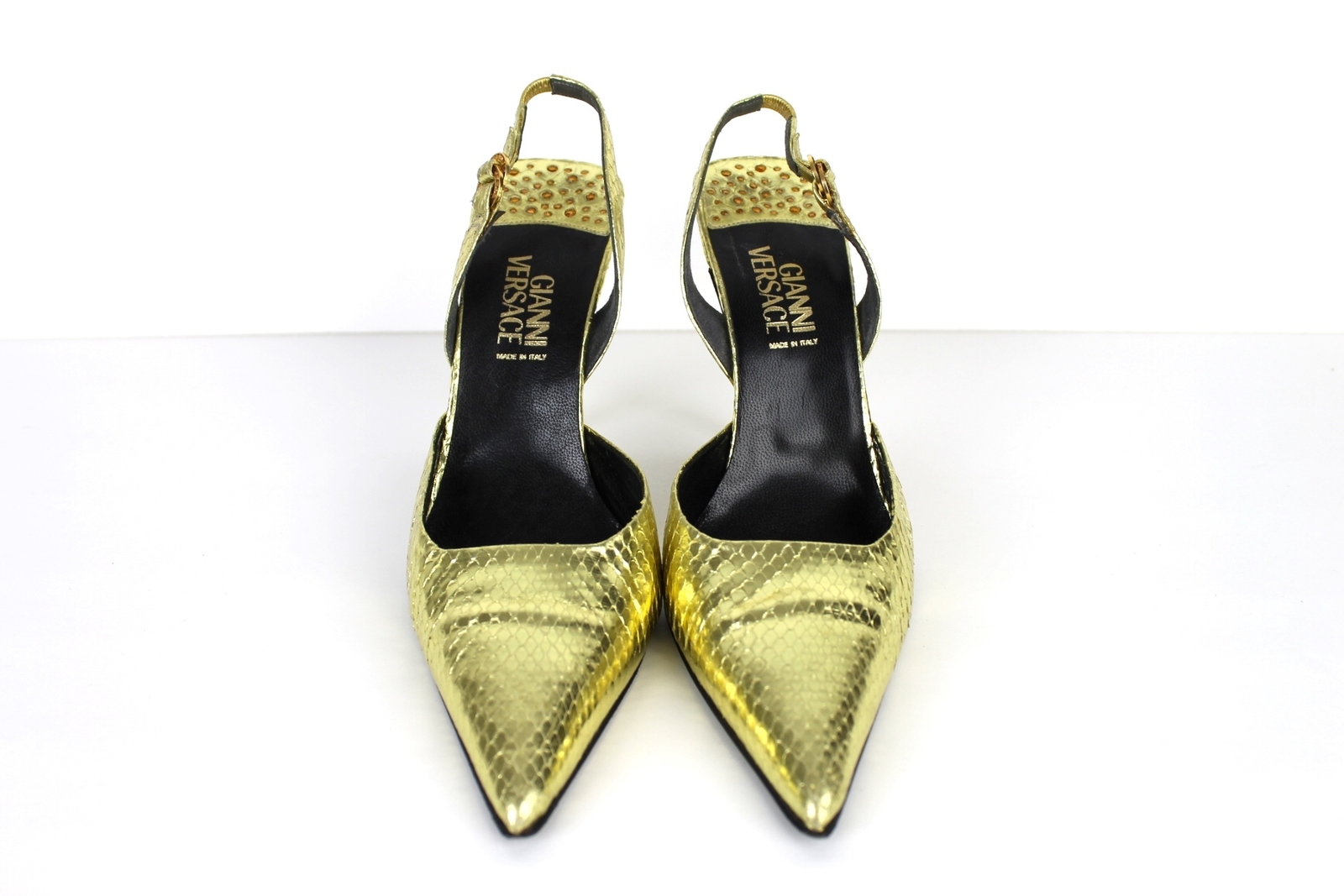 Gianni Versace Gold Python Pointed Toe Slingback … - image 4