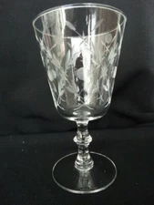 Elegant Clear Grey Cut Leaves Dot Star 5 oz Wine Stem Unknown Maker (UNK422)