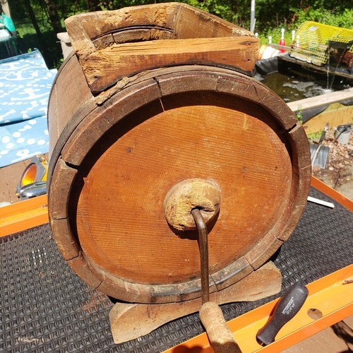 Batidora de mantequilla de madera de colección herramienta láctea rústica de granja - Imagen 3 de 24