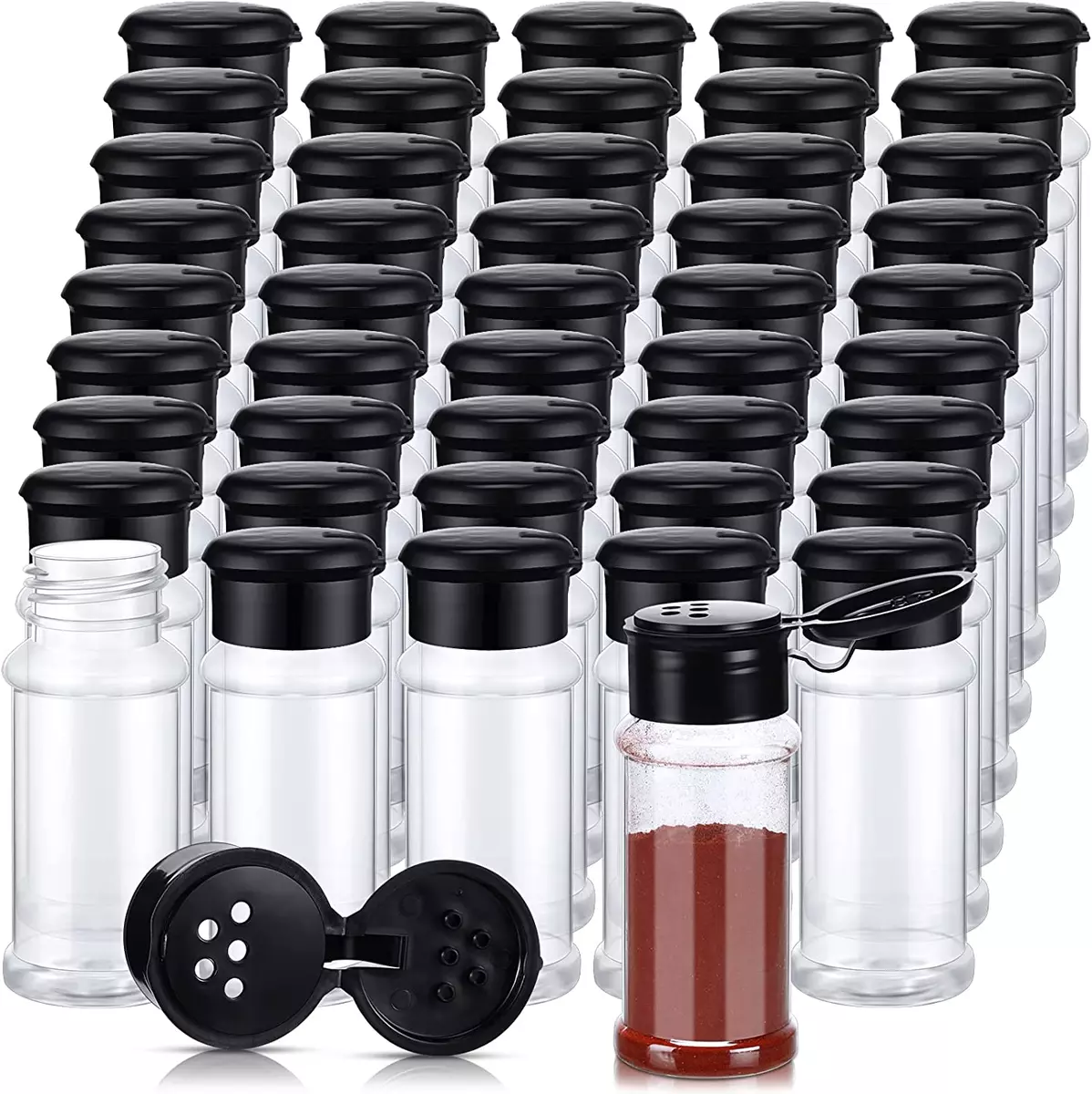 50 Pcs Plastic Spice Jars with Shaker Lids Spice Containers Plastic