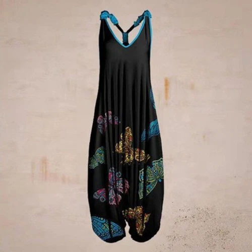 Mujeres Boho Floral Espalda Corredora Mono Damas Informal Suelto Pierna Ancha Pantalones Mameluco - Imagen 18 de 56