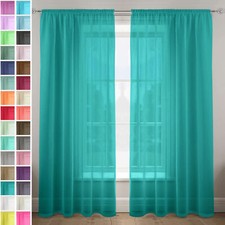 A pair of high quality Voile Curtain gathering tape Top solid sheer