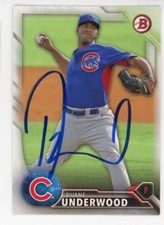 SIGNED BASEBALL CARD AUTO 2016 DUANE UNDERWOOD BOWMAN CHICAGO CUBS #101